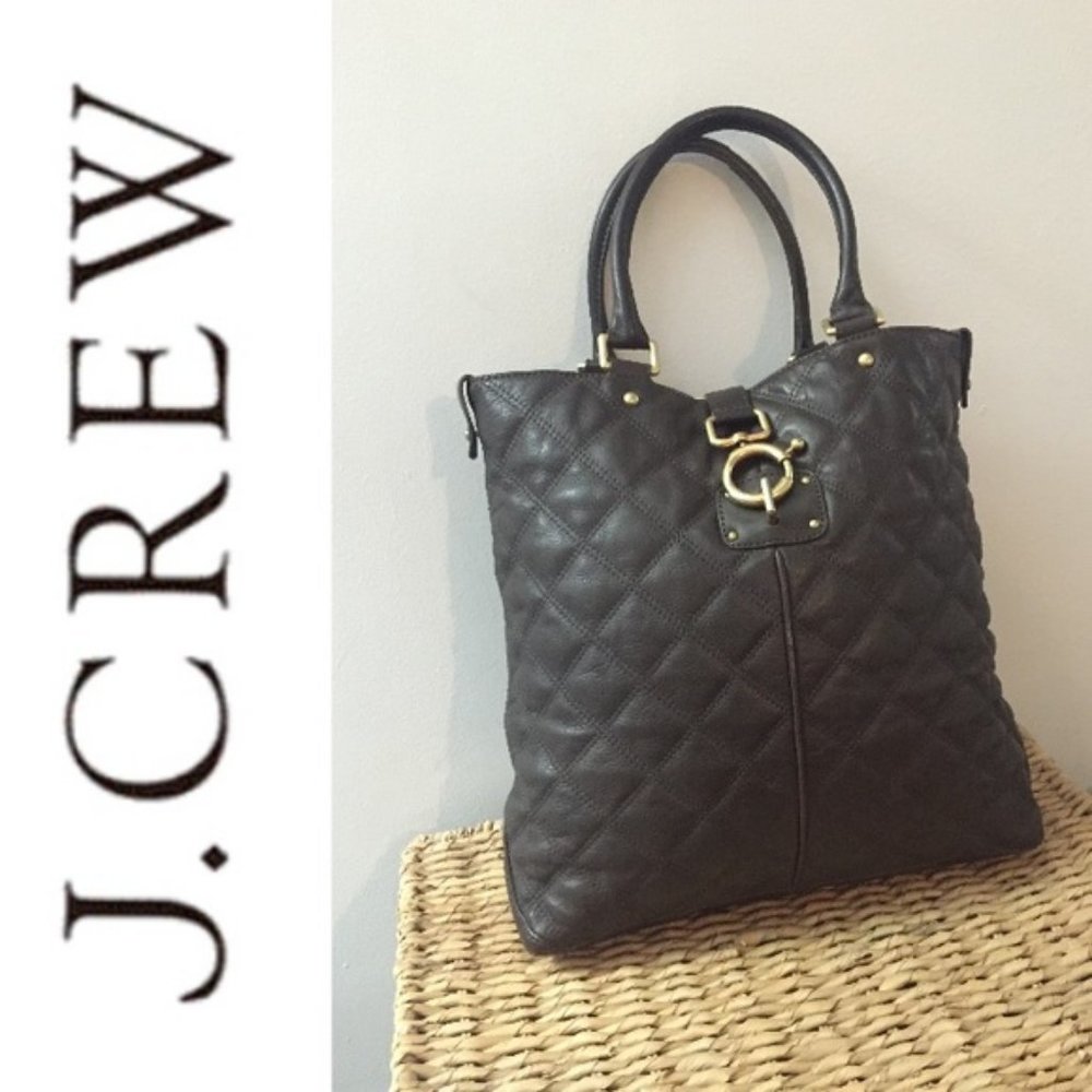 J.Crew Quincy Leather Tote Gray/Green